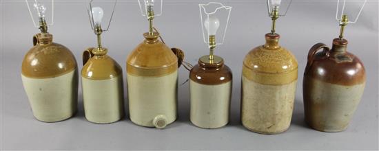 A collection of six Victorian earthenware jars, tallest 16in.